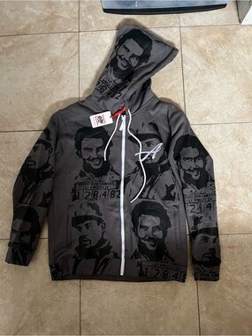 ASAALIO Branded Gray Zip Hoodie with White Accents